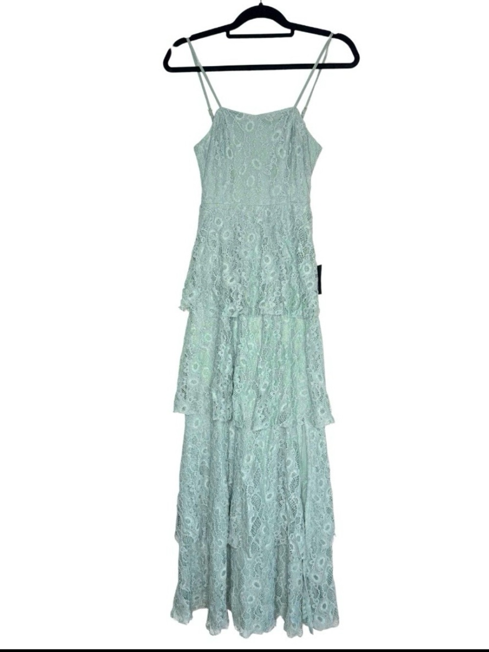 NWT Lulus Floral Lace Sleeveless Tiered Maxi Dress Fairycore Coquette Formal.